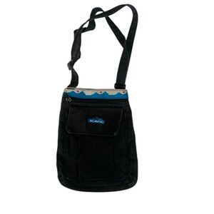 Kavu Black Crossbody Bag with Blue Accents
